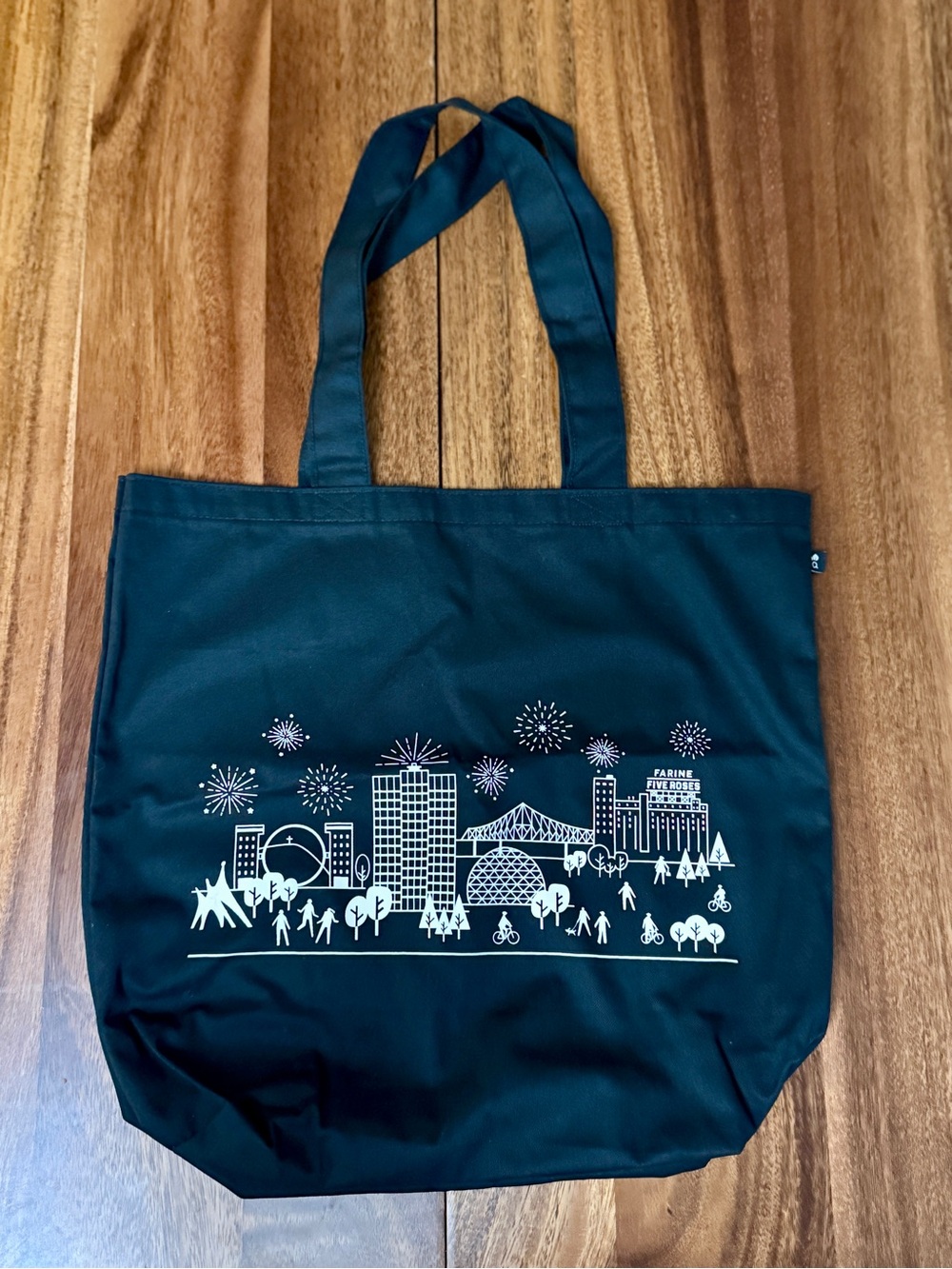 Black City Skyline Print Tote Bag